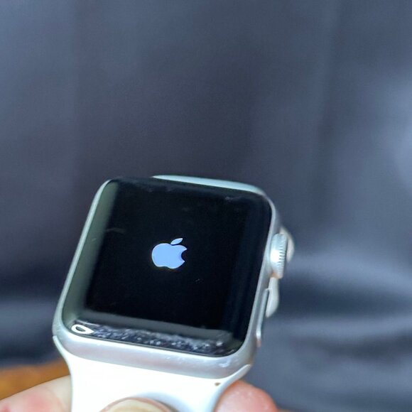 Apple Watch Series 3 Silver 38mm White Silicone Sport Band Aluminum Case - Picture 2 of 12